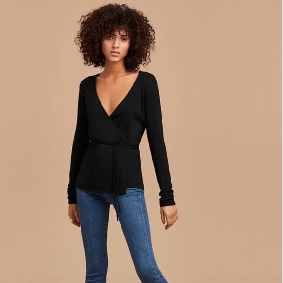 Wilfred Free (Aritzia) Katsia Long Sleeve Wrap Top (Purple) - Size XS - Picture 7 of 8